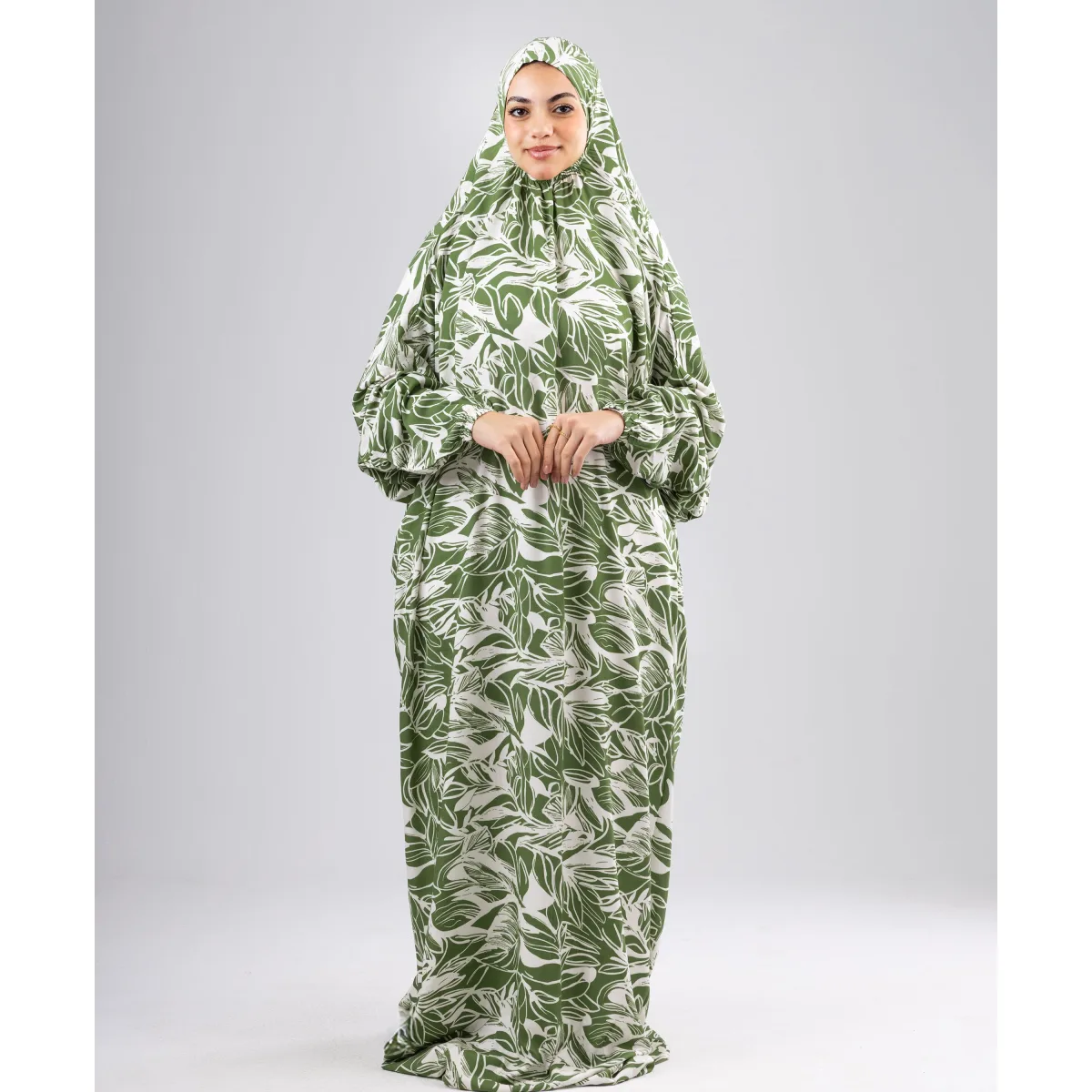 إسدال بخمار قطن فسكوز بكابيشون Emerald Leaf من لو فوال