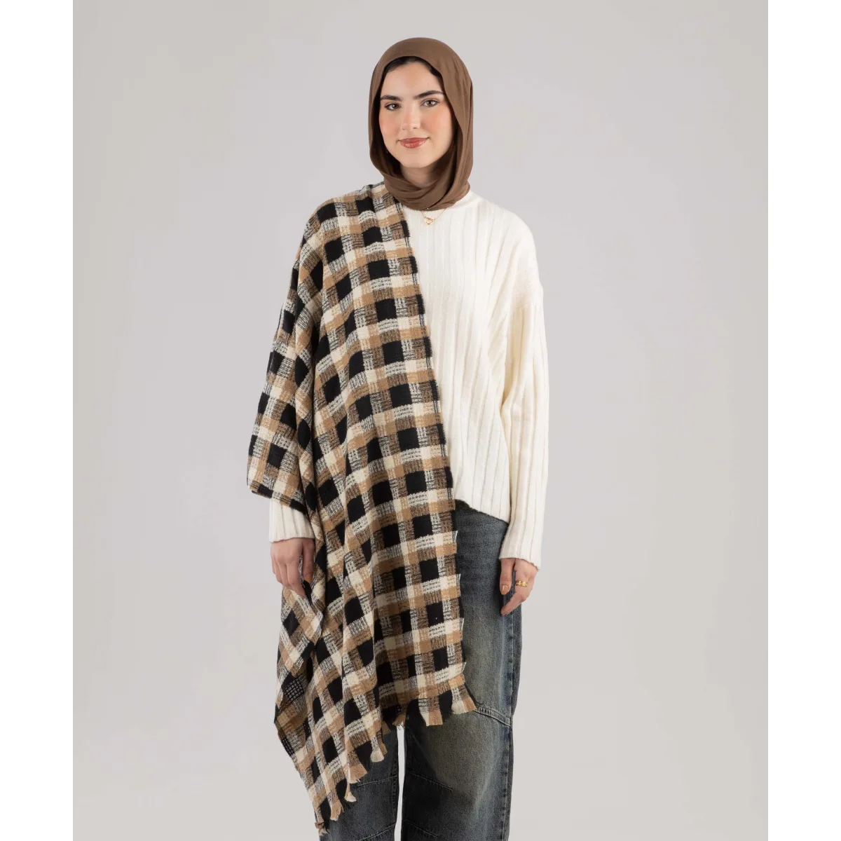 Le Voile Classic Plaid Winter Shawl