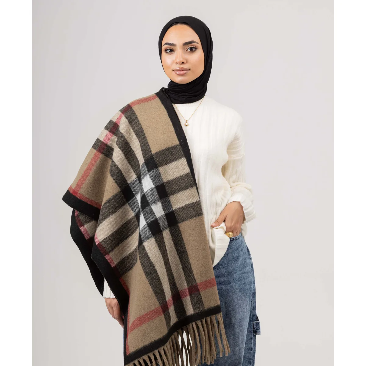 شال شتوي صوف كاروهات Cape من لو فوال