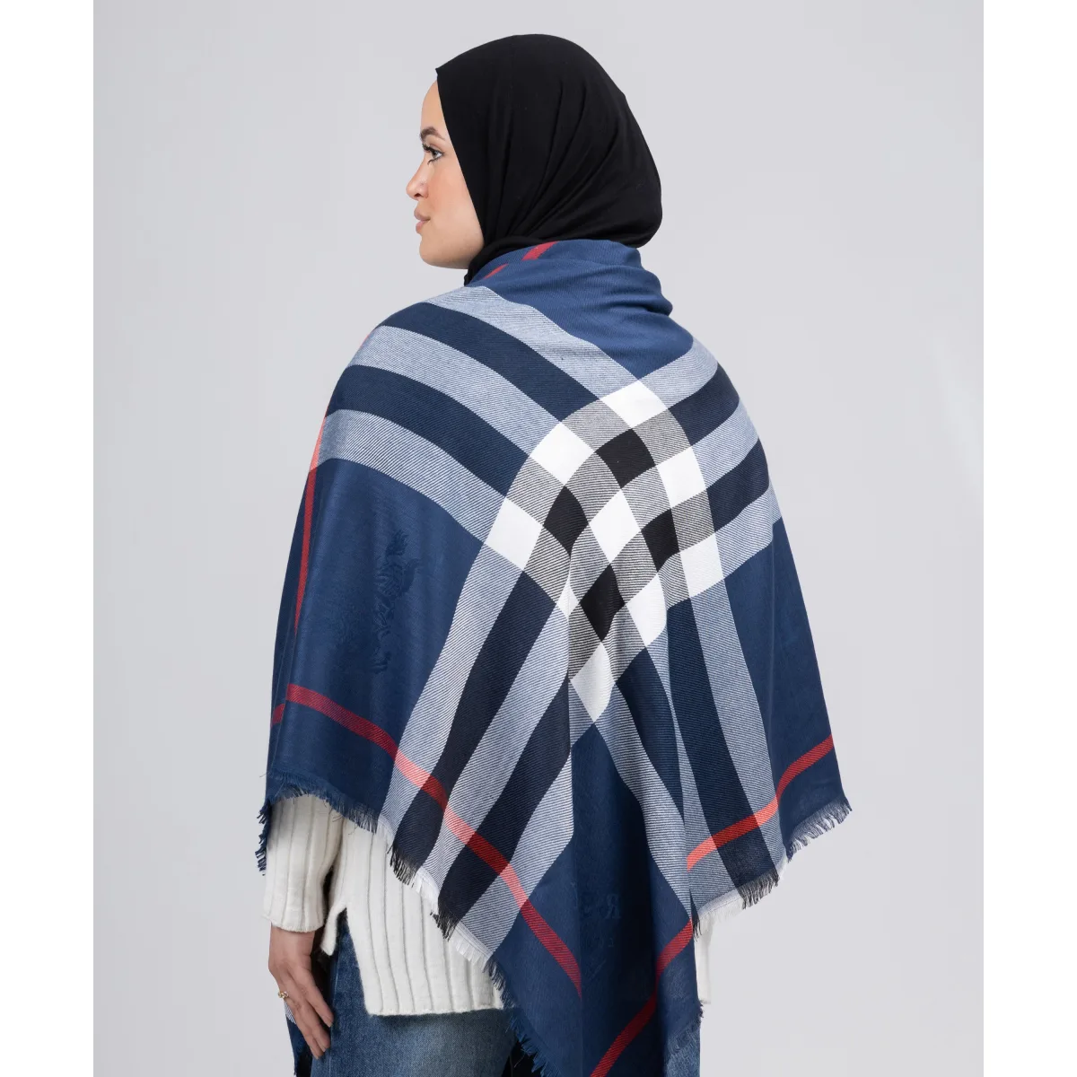 شال كاروهات Navy من لو فوال