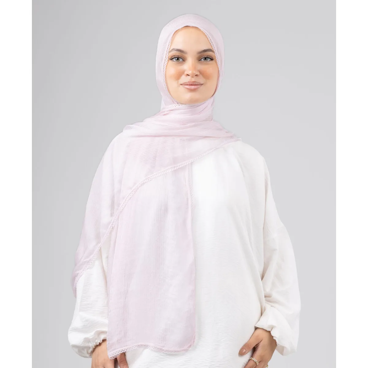 Le Voile Lace Plain Cotton Scarf