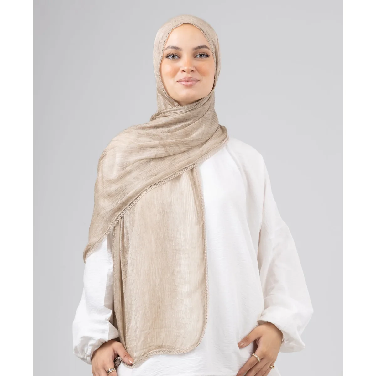Le Voile Lace Plain Cotton Scarf