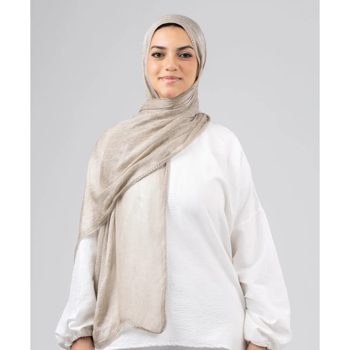Le Voile Lace Plain Cotton Scarf