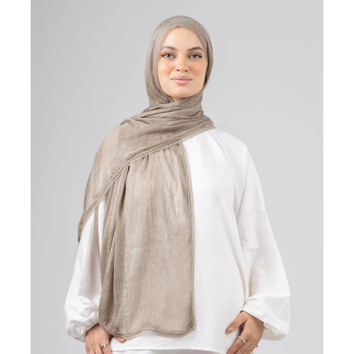 Le Voile Lace Plain Cotton Scarf