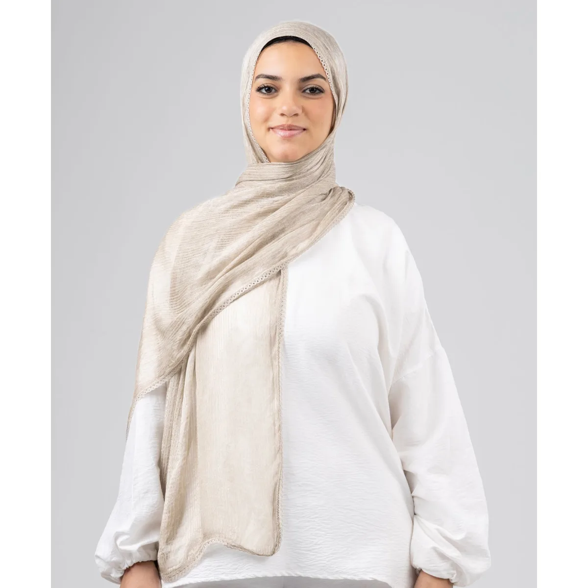 Le Voile Lace Plain Cotton Scarf