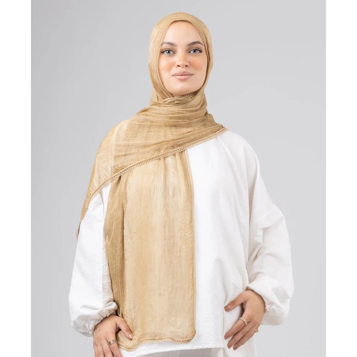 Le Voile Lace Plain Cotton Scarf