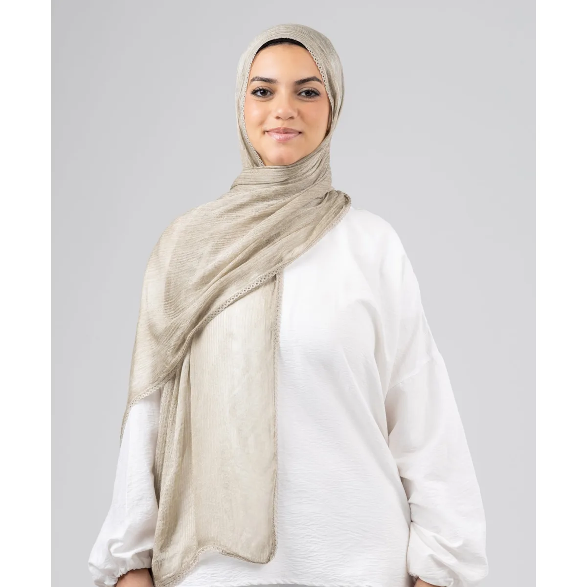 Le Voile Lace Plain Cotton Scarf