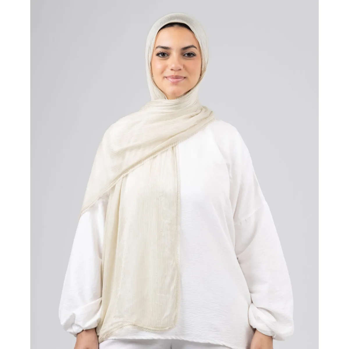 Le Voile Lace Plain Cotton Scarf
