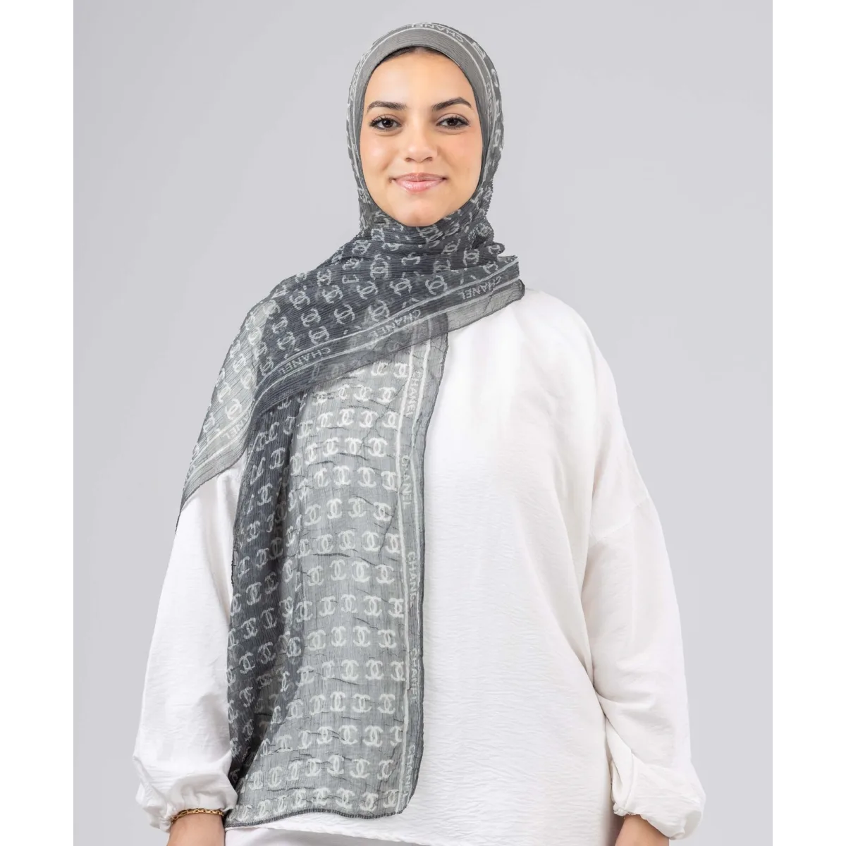 Le Voile Chain Luxury Crushed Scarf