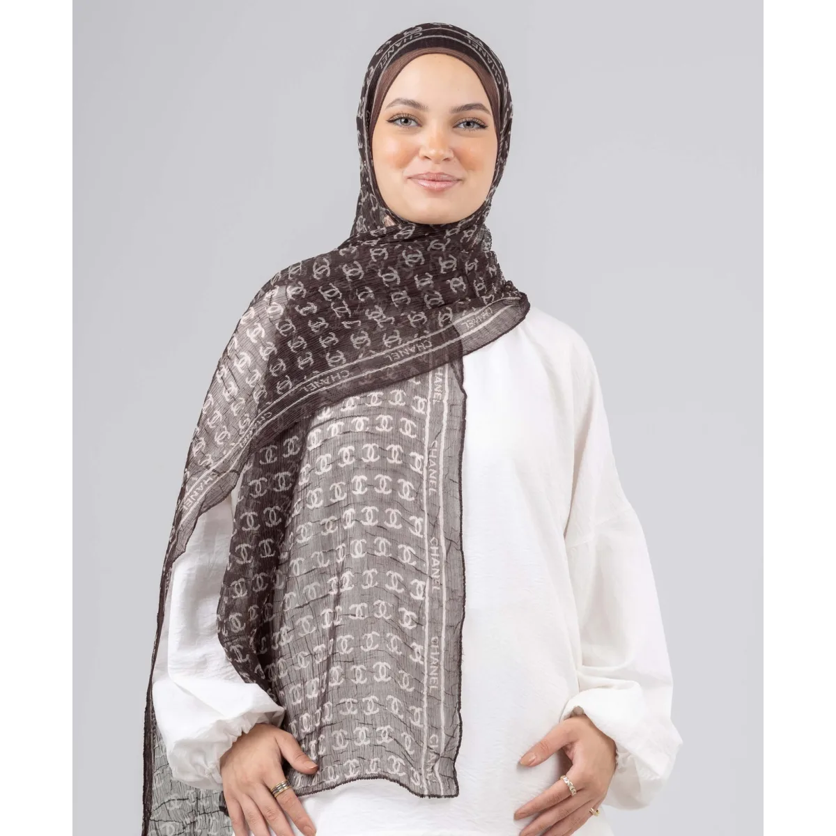 Le Voile Chain Luxury Crushed Scarf