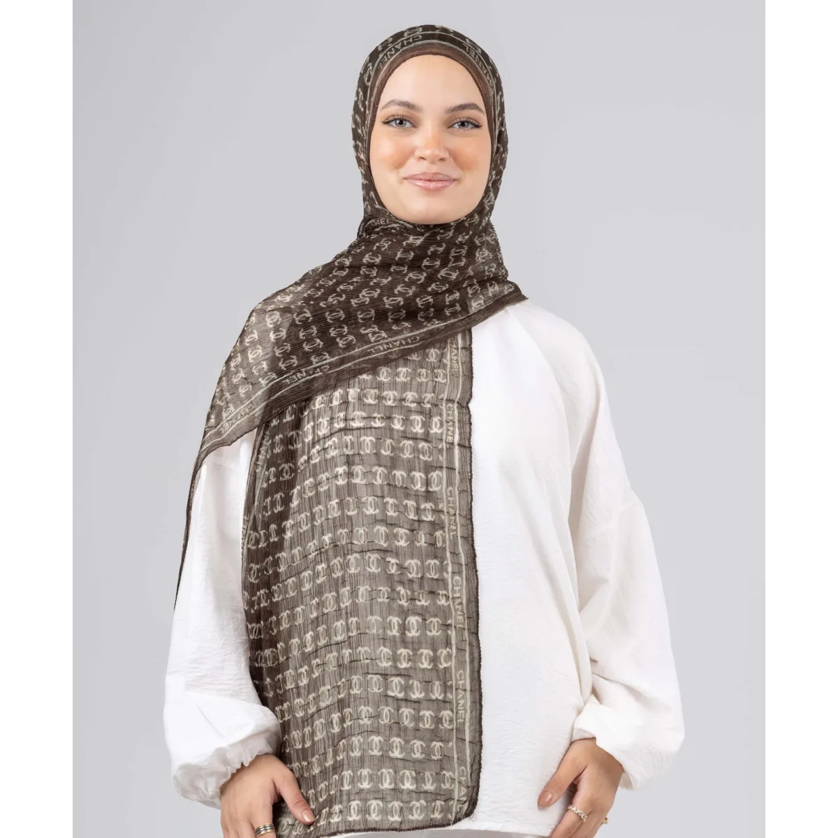 Le Voile Chain Luxury Crushed Scarf
