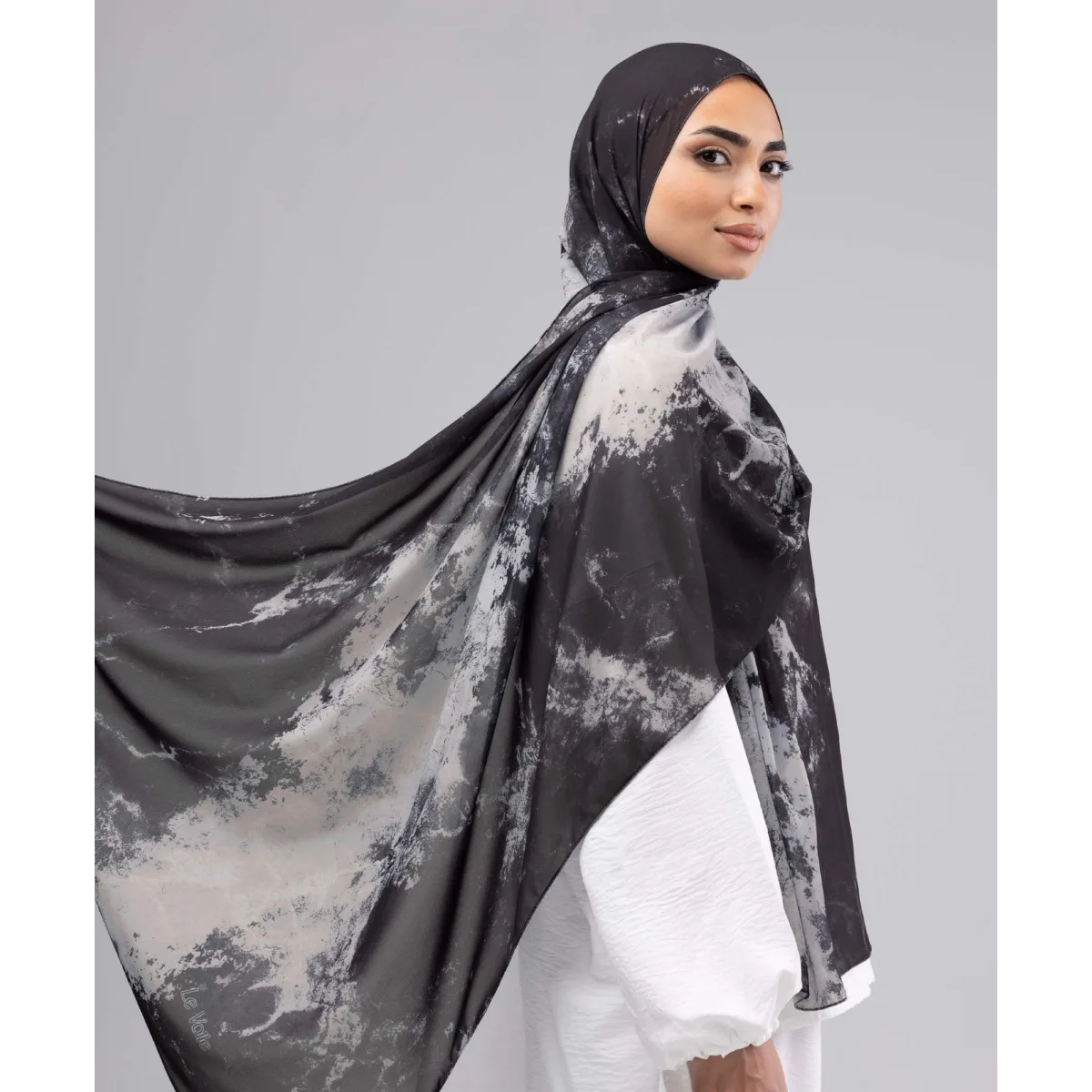 Le Voile Midnight Marble Chiffon scarf
