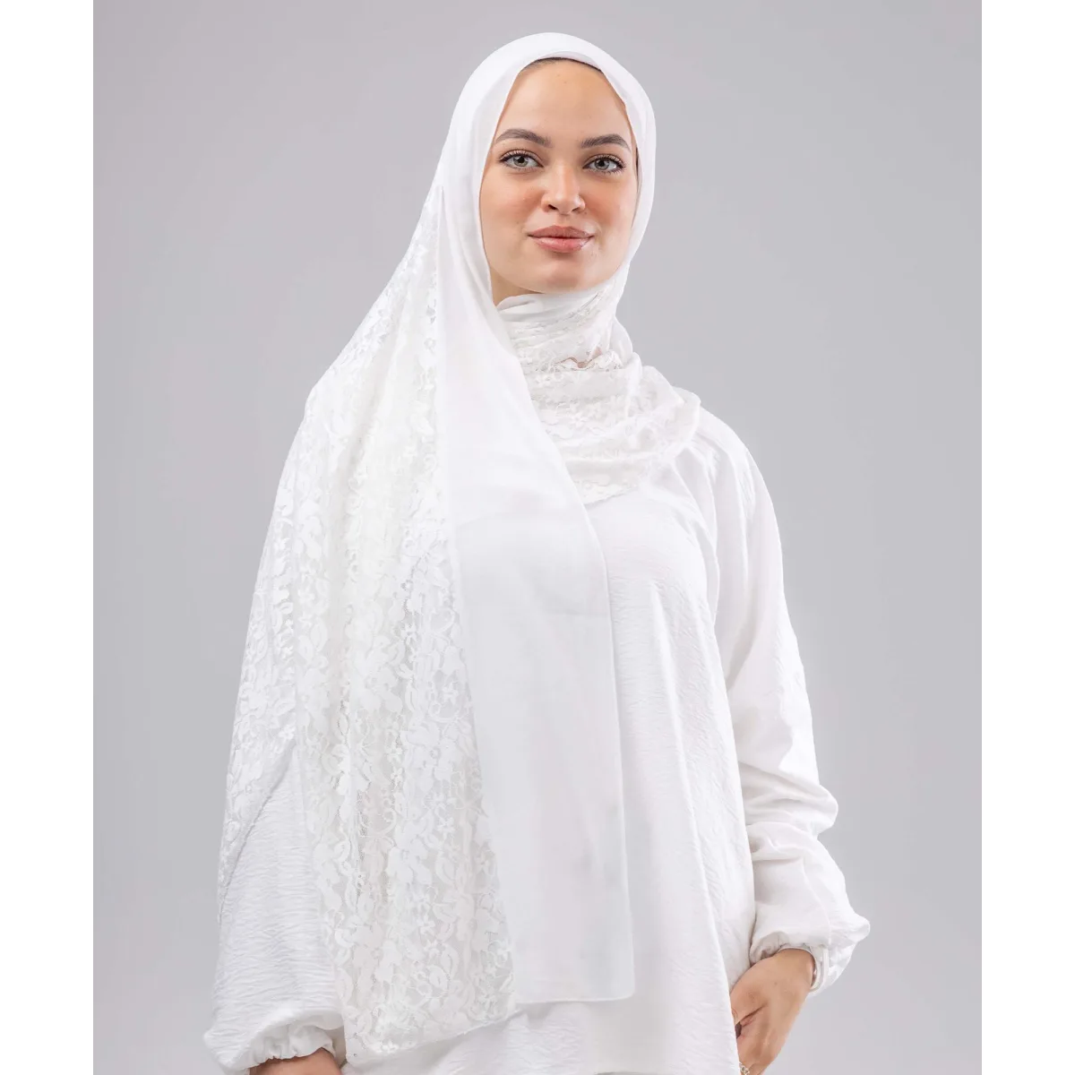 طرحة دانتيل وشيفون 190×65 سم من لو فوال