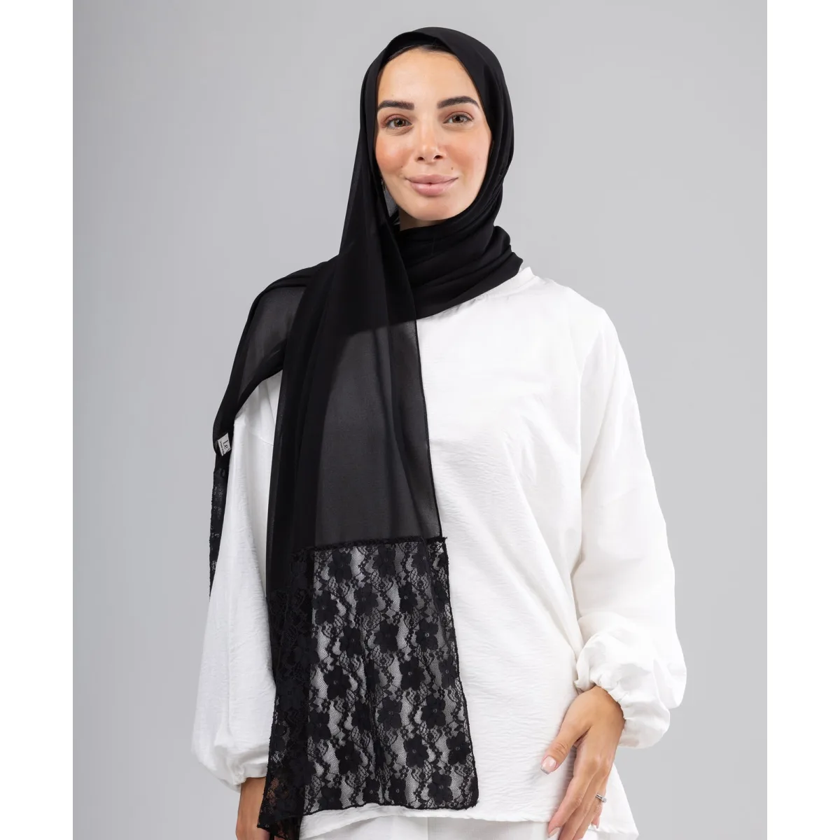 طرحة دانتيل وشيفون 190×60 سم من لو فوال