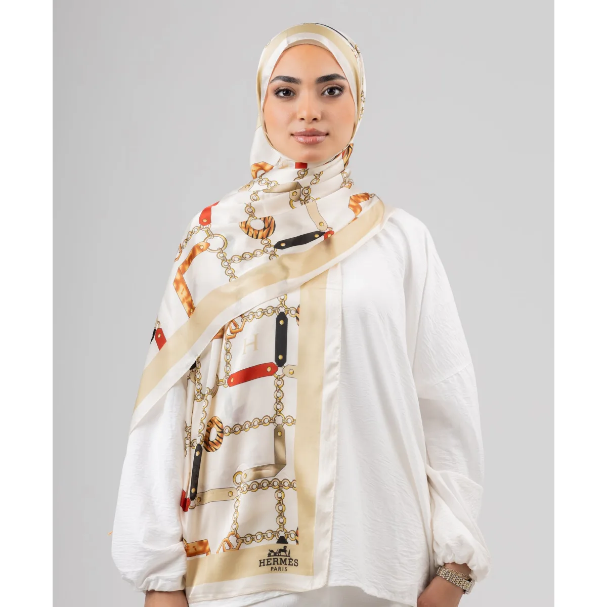 Le Voile Chain Silk Scarf