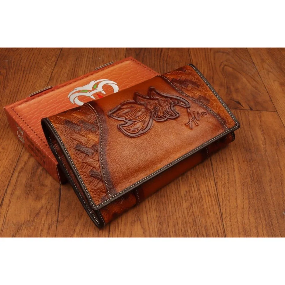 Women's Long Brown Wallet with Embossed Flowers (Code 10866)
